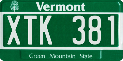 VT license plate XTK381