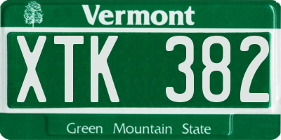 VT license plate XTK382