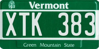 VT license plate XTK383