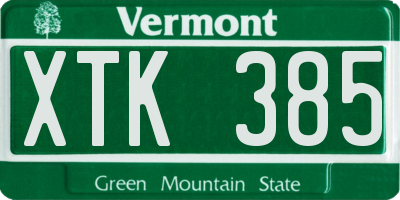 VT license plate XTK385