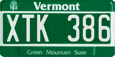 VT license plate XTK386
