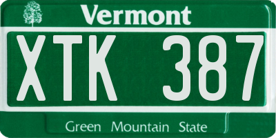VT license plate XTK387
