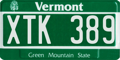 VT license plate XTK389
