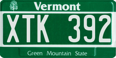 VT license plate XTK392