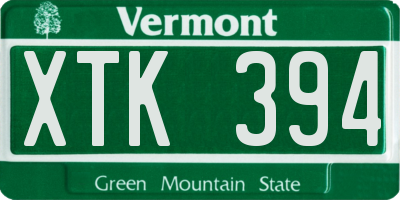 VT license plate XTK394