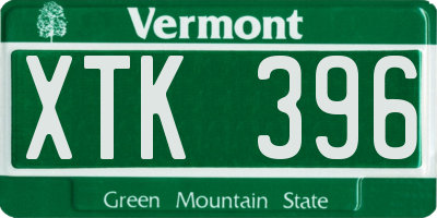 VT license plate XTK396