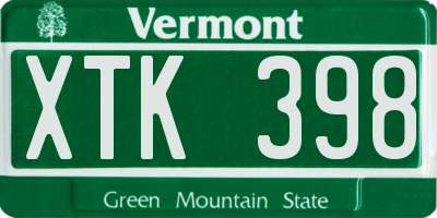 VT license plate XTK398