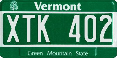 VT license plate XTK402