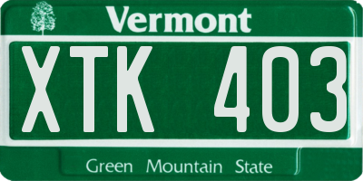 VT license plate XTK403