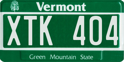 VT license plate XTK404