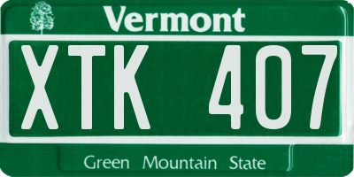 VT license plate XTK407