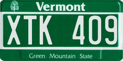 VT license plate XTK409