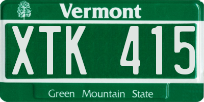 VT license plate XTK415
