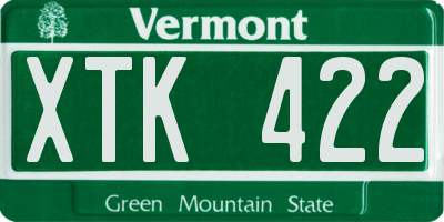 VT license plate XTK422
