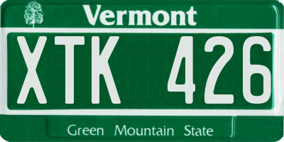 VT license plate XTK426