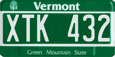VT license plate XTK432