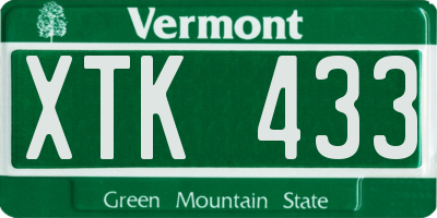 VT license plate XTK433