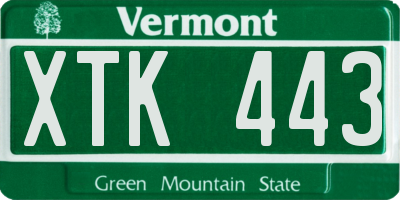 VT license plate XTK443