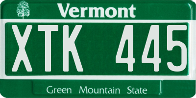 VT license plate XTK445