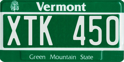 VT license plate XTK450