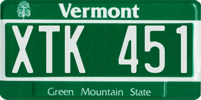 VT license plate XTK451