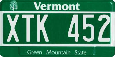 VT license plate XTK452
