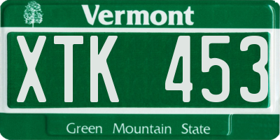 VT license plate XTK453
