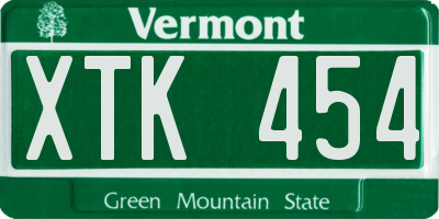 VT license plate XTK454