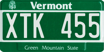 VT license plate XTK455