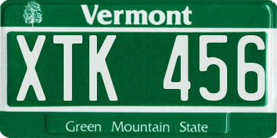 VT license plate XTK456