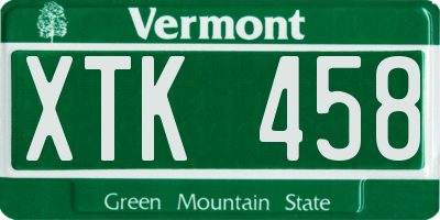 VT license plate XTK458