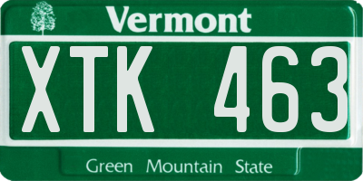 VT license plate XTK463