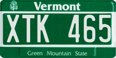 VT license plate XTK465