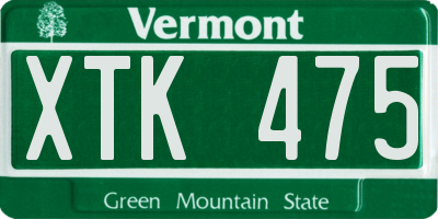 VT license plate XTK475