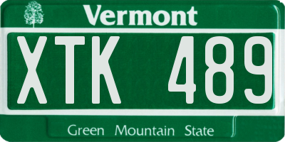VT license plate XTK489