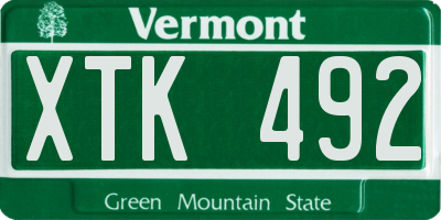 VT license plate XTK492