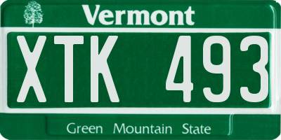 VT license plate XTK493