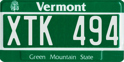VT license plate XTK494