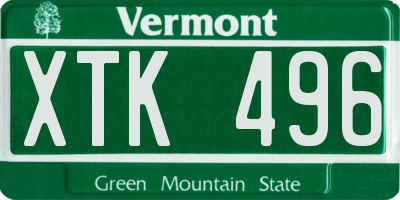 VT license plate XTK496