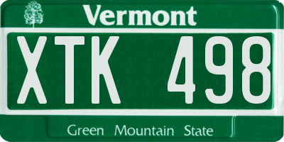 VT license plate XTK498