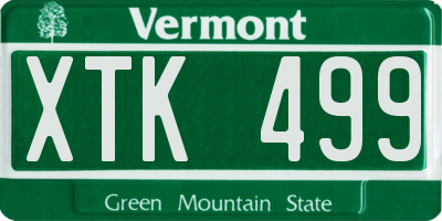 VT license plate XTK499