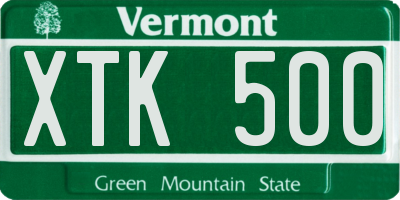 VT license plate XTK500