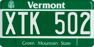 VT license plate XTK502