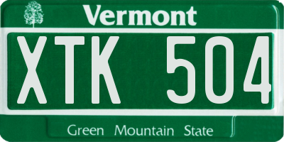 VT license plate XTK504