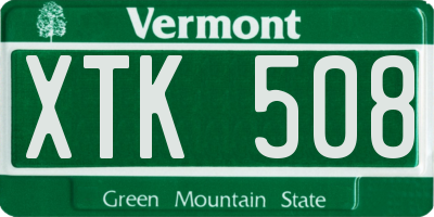 VT license plate XTK508