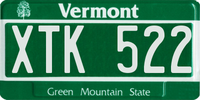 VT license plate XTK522