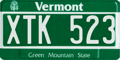 VT license plate XTK523