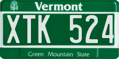 VT license plate XTK524