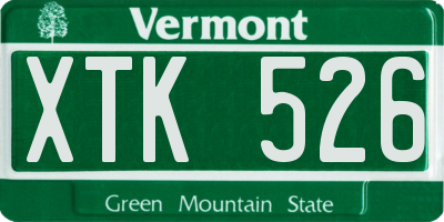 VT license plate XTK526