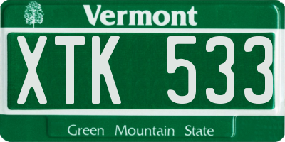 VT license plate XTK533